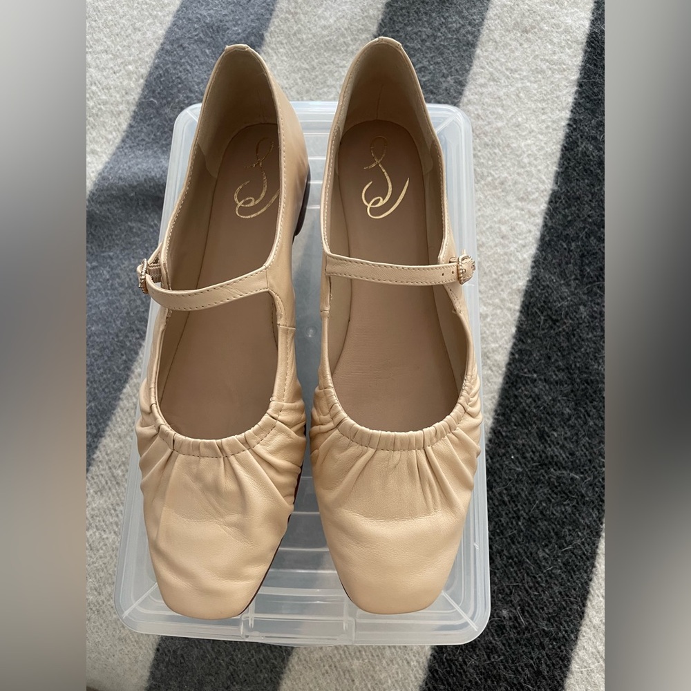 Sam Edelman Cream Ballet Flats with Mary Jane Strap